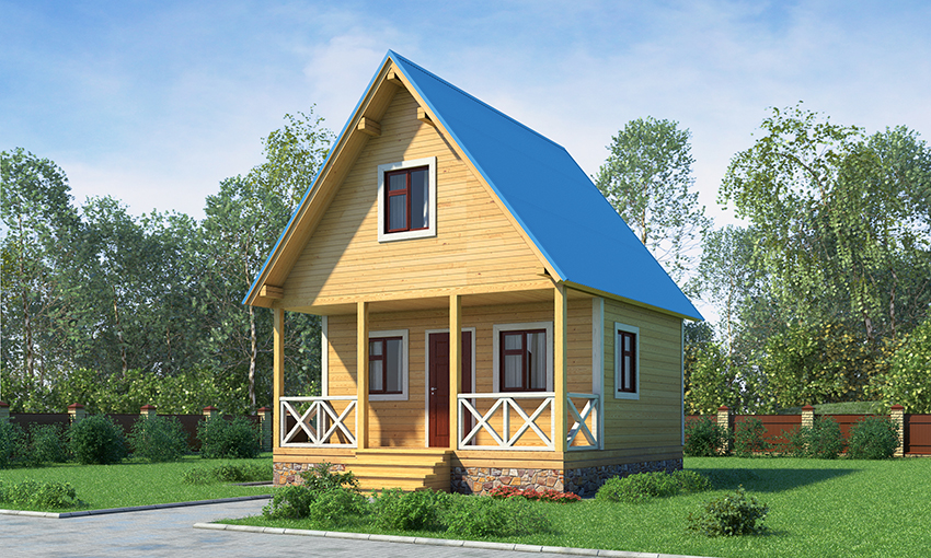 Каркасный дом с баней 6Х6