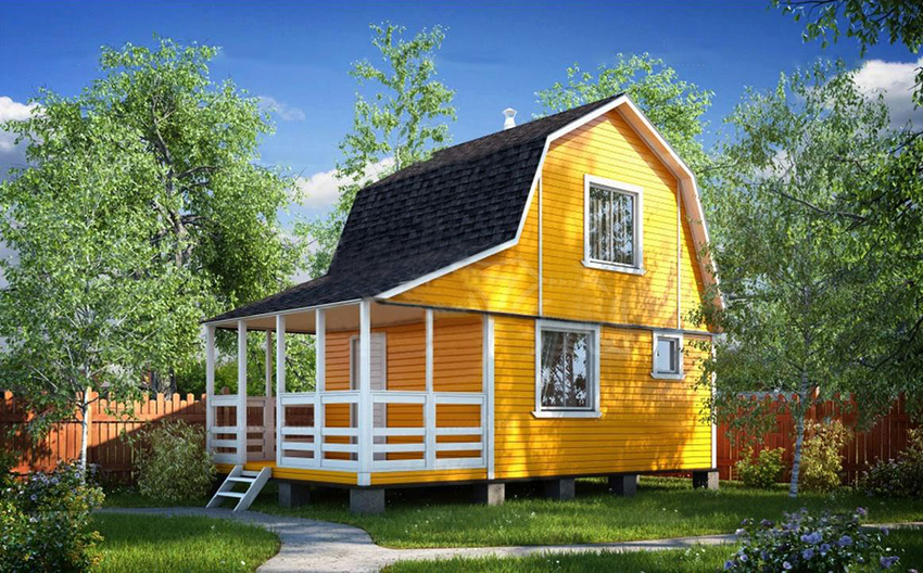 Каркасные бани с мансардой